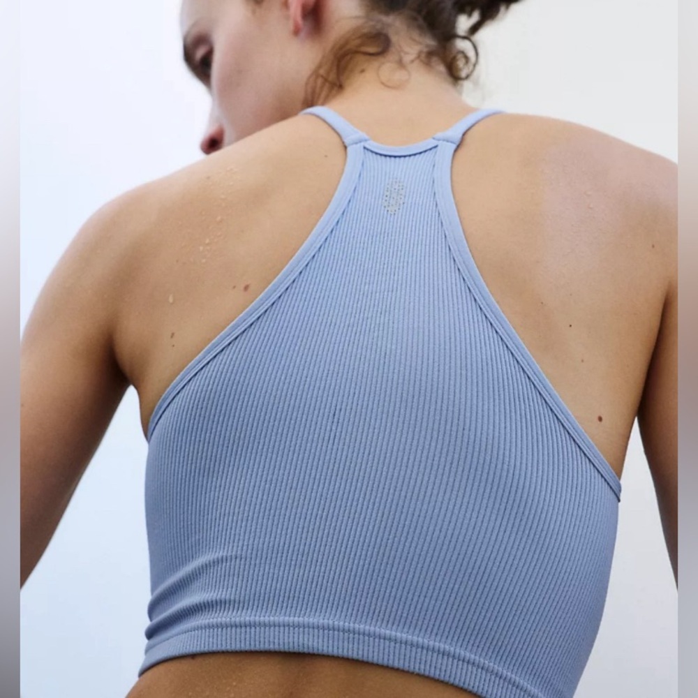 Free People Happiness Runs Crop Tank Top in Blue Gray Size Medium Large … - Picture 3 of 13